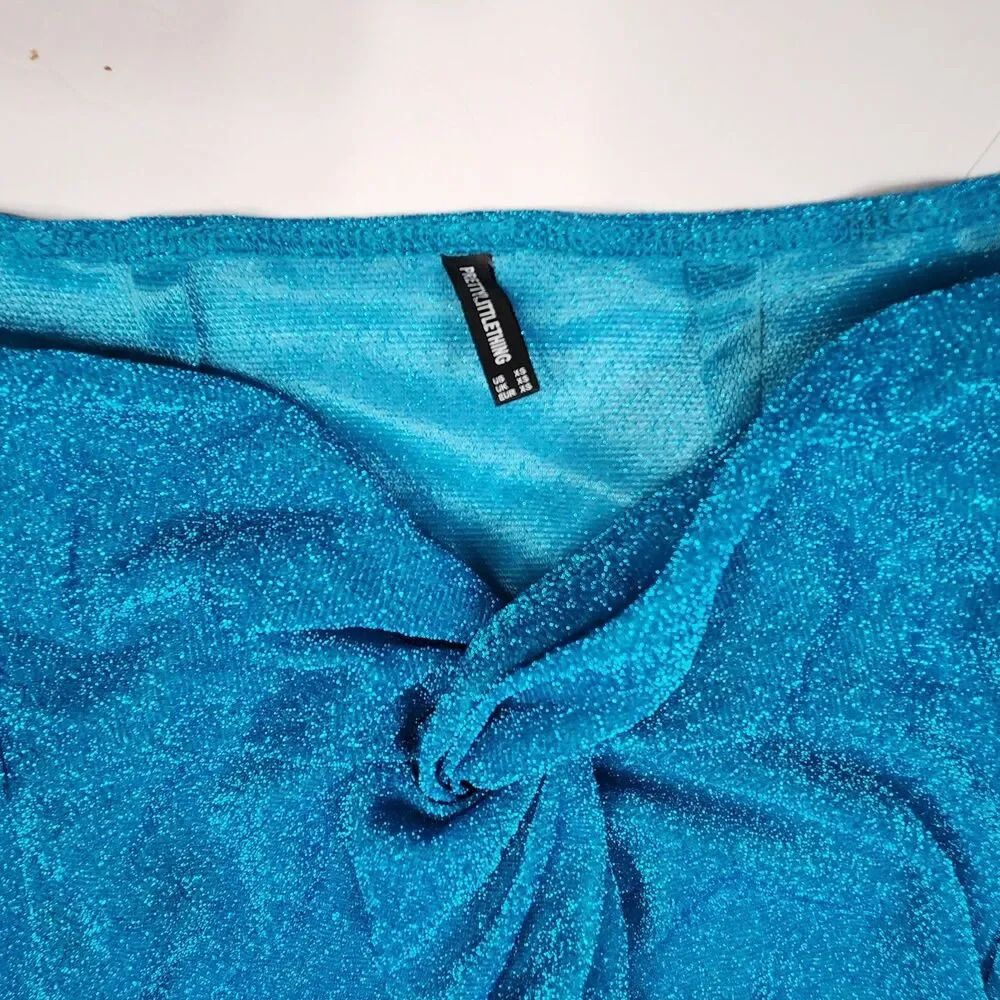 Prettylittlething 2 Way Beach Skirt Top Cover Up Size XS Glitter Knot Front
